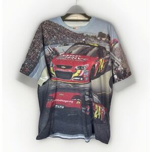 NASCAR Jeff Gordon #24 All Over Graphic Racing Tee XL Drive to End Hunger